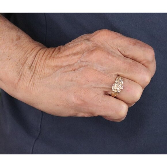 Mens 10k Yellow Gold Nugget Band Ring Size 10 1/2 - Picture 4 of 8